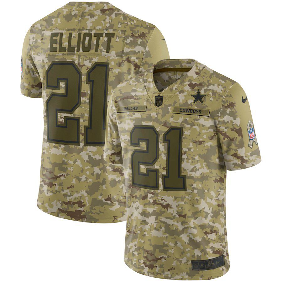 Men Dallas cowboys #21 Elliott Nike Camo Salute to Service Retired Player Limited NFL Jerseys->dallas cowboys->NFL Jersey